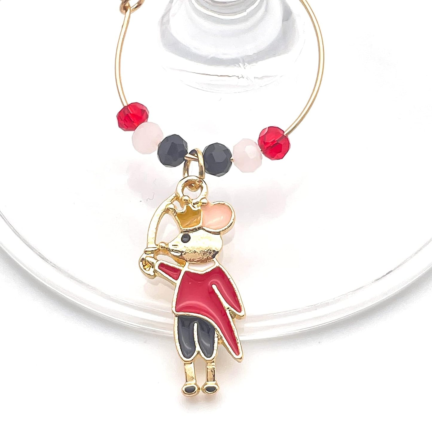 Nutcracker Wine Charms Mouse King hooked on the glass