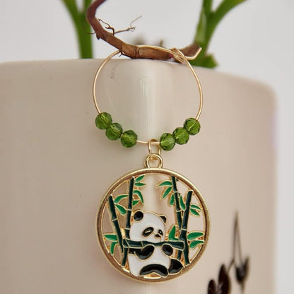 Panda Wine Charms hooked on the plant vase