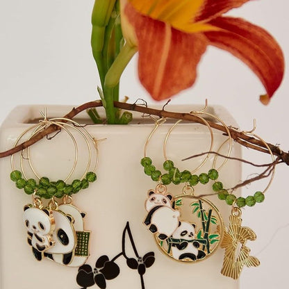 Panda Wine Charms hooked on the plant vase