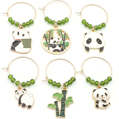 Panda Wine Charms on a white surface