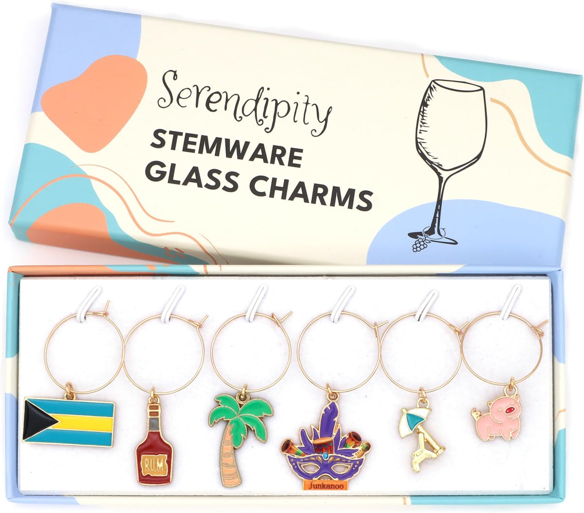 Bahamas Wine Charms in the Serendipity gift box