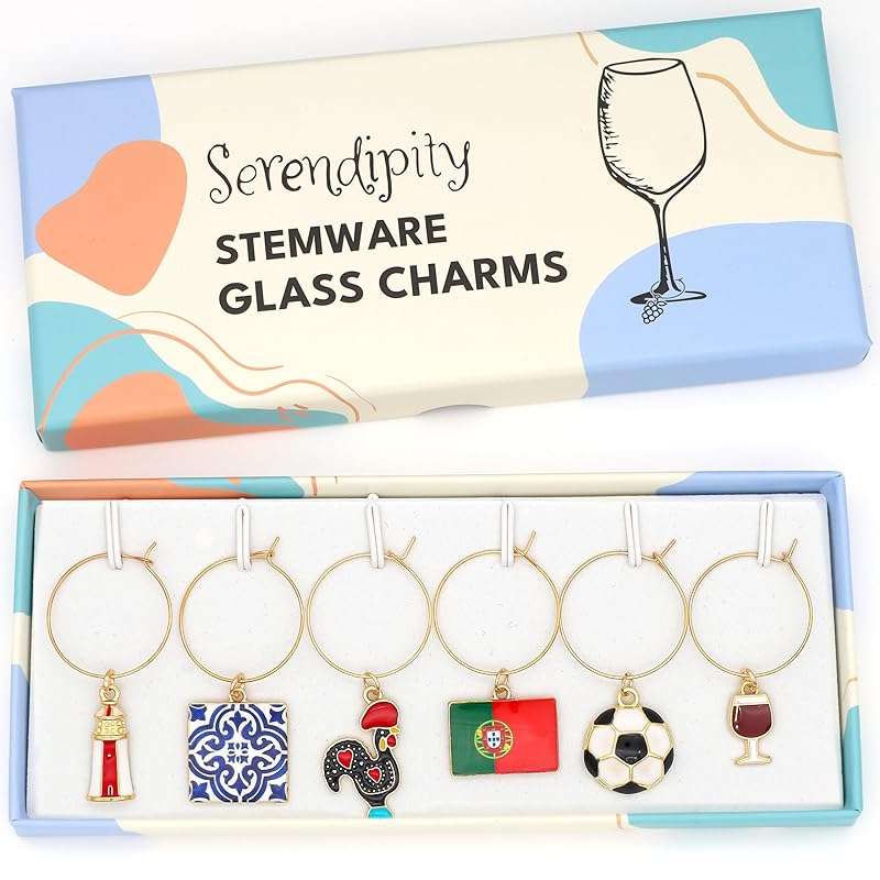 Colorful set of Portugal Wine Charms in the brand's box.