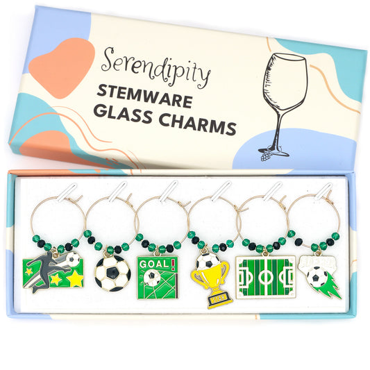 Serendipity Soccer Wine Glass Charms, Cup 2026 Decorations, Soccer Party Favors, Football Watch Party Decor, Game Day Table Decor, Soccer Gifts, Hosting Accessories