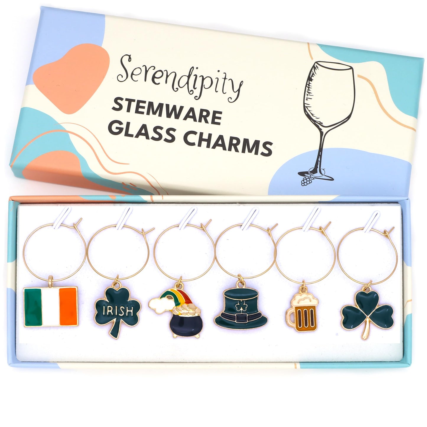 Irish Wine Charms in the box.