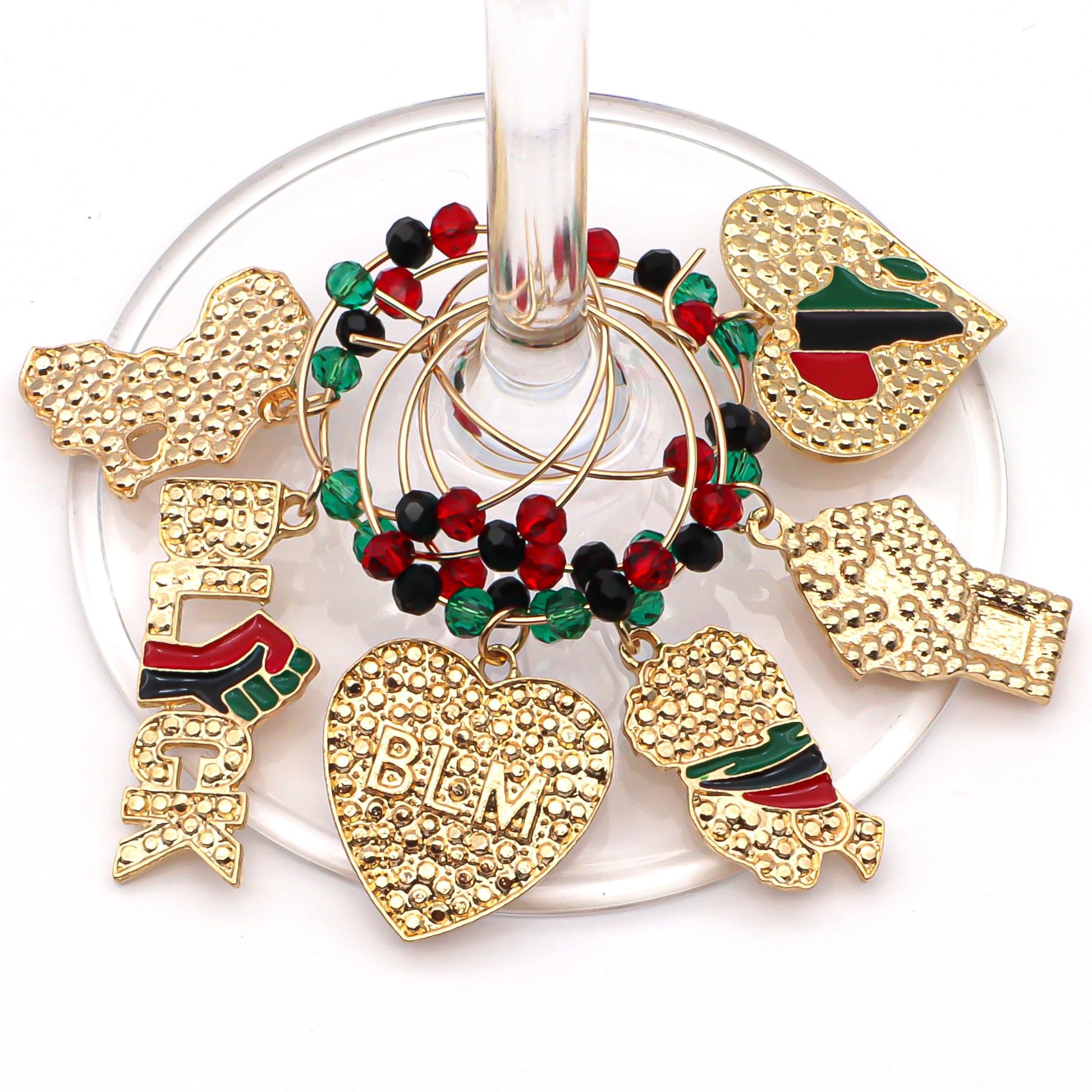 Africa Wine Charms hooked on the wine glass,