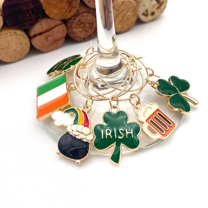 Irish = Wine Charms hooked on the glass.